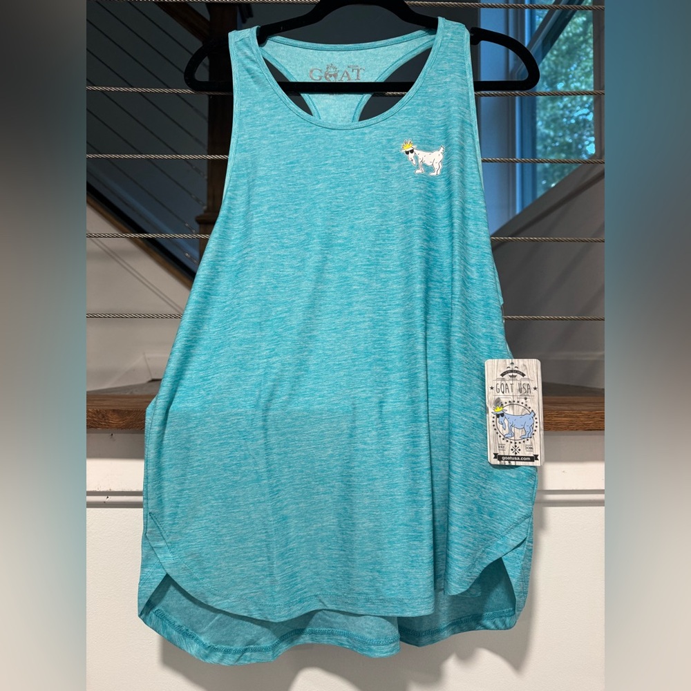 Goat USA Teal Racerback Tank with Goat Logo womens medium